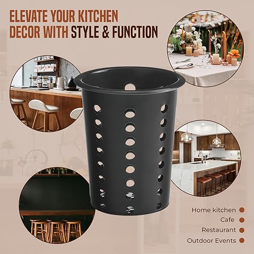 OCS Parts Perforated Utensil Drying Cups | Black | Set of 3 | Plastic Flatware - Image 6