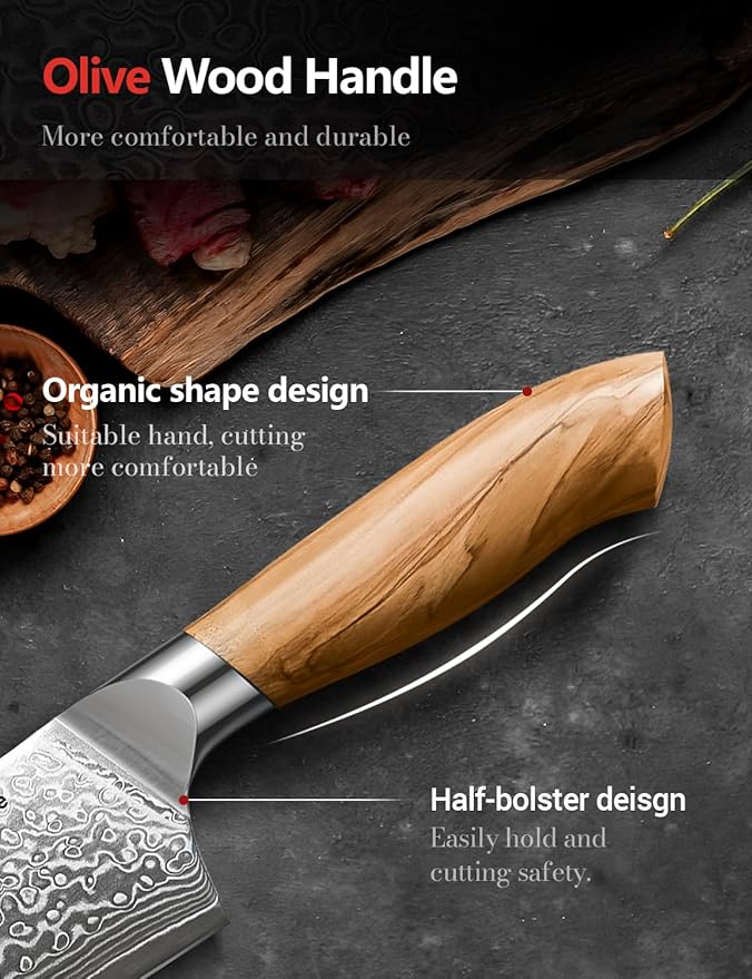 Damascus Chef Knife in Japanese Steel, 67-Layers Damascus Kitchen Knife - Image 4