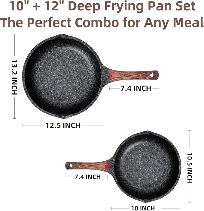 Vinchef Non Stick Frying Pans Set, Deep Frying Pan & Saute Skillet, PFAS PFOA & - Image 8