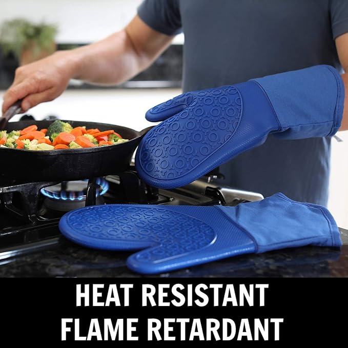 BPA-Free Soft Silicone 4 Piece Oven Mitts & Trivets Set - Image 3