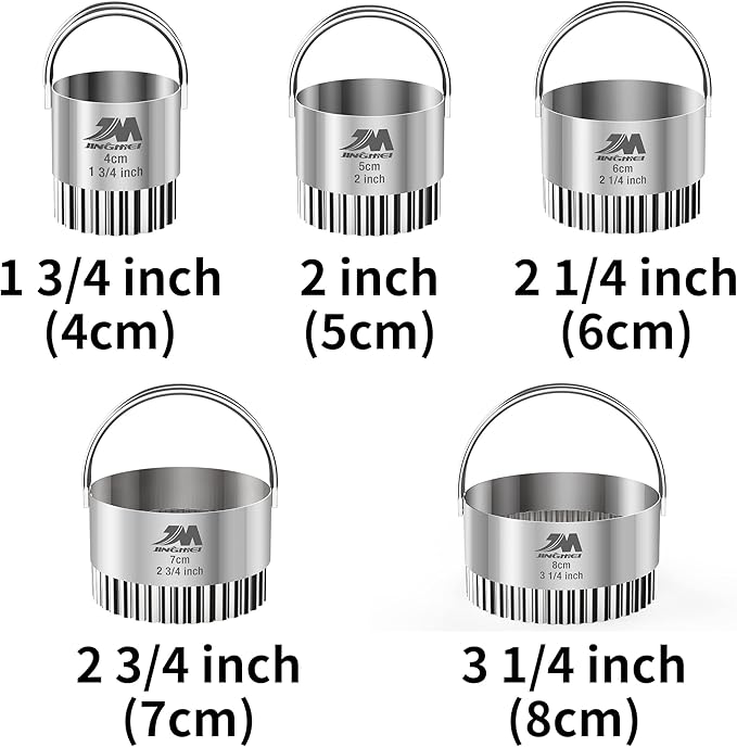 Fluted cookie cutter Set 1.75inch 2inch 2.25inch 2.75inch 3.25inch, Stainless - Image 3