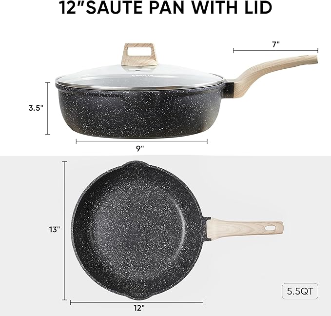 CAROTE 12 Inch Nonstick Deep Frying Pan - Image 2
