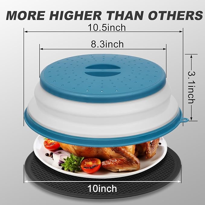 4 in 1, WENWELL Vented Collapsible Microwave Splatter Cover & Mat, Kitchen dish - Image 2