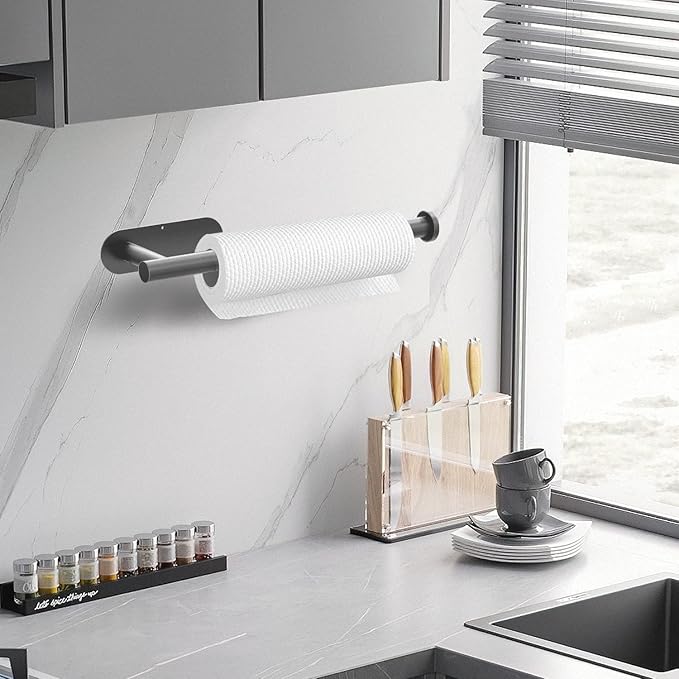 DEKAVA Under Cabinet Wall Mount Paper Towel Holder, Self-Adhesive Bar, - Image 3