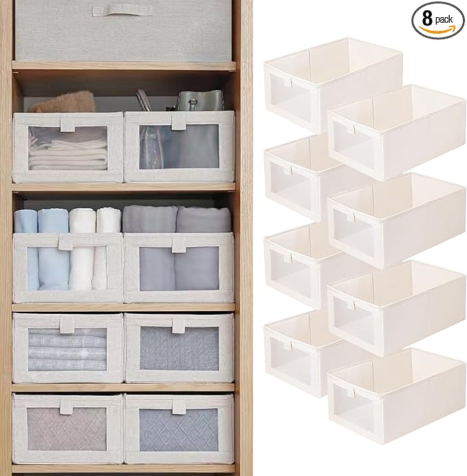 Linen Closet Organizers And Storage, 8 Pack Closet Storage Bins Linen Closet by Pradnel