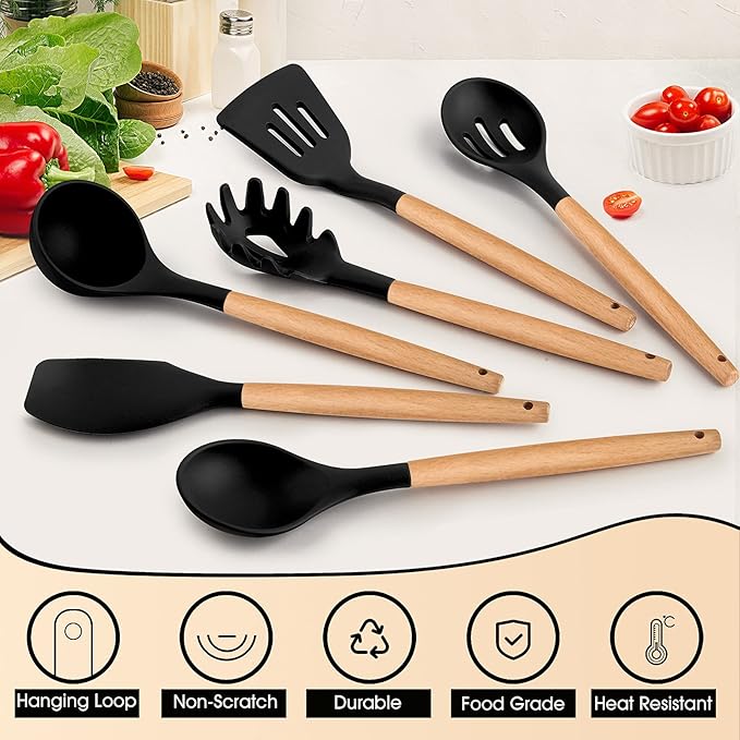 E-far Cooking Utensils Set of 6, Silicone Kitchen Utensils - Image 3