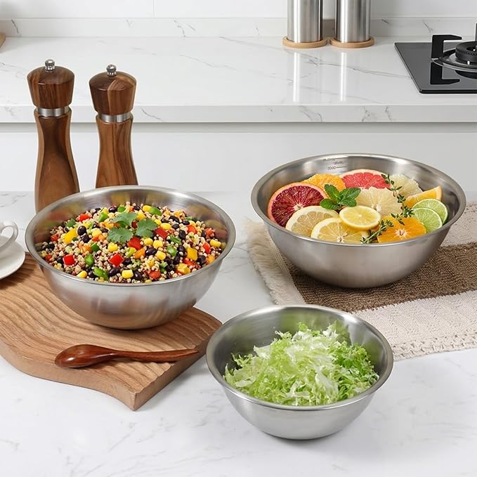 5 Pack Stainless Steel Mixing Bowls - Image 3