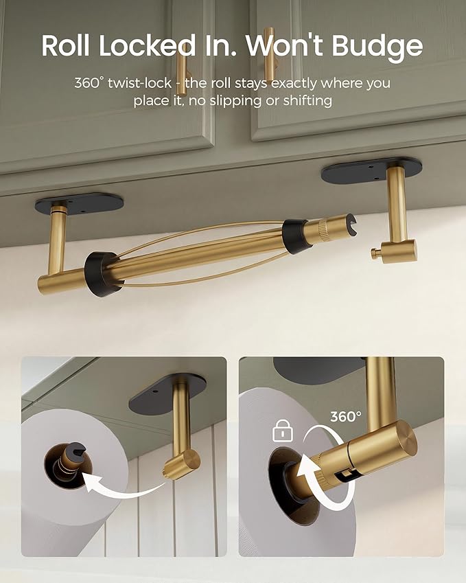Paper Towel Holder Under Cabinet, Self Adhesive or Wall Mount - Image 4
