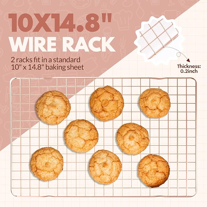2 PCS Cooling Racks for Cooking and Baking, 14.8x10 Inches Stainless Steel - Image 2