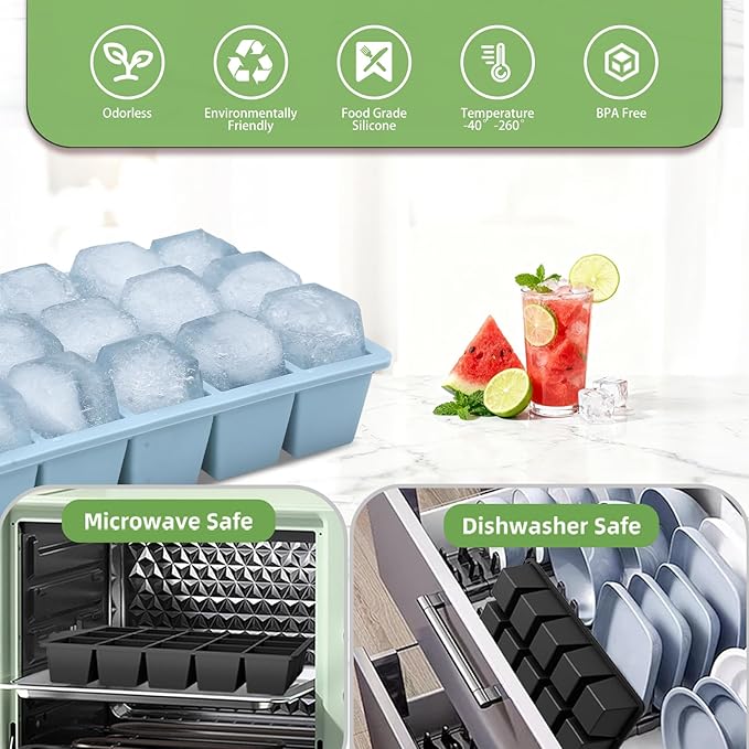 Ice Cube Trays for Freezer, 3 Pack Easy Release Slicone Ice Cube Tray - Image 5