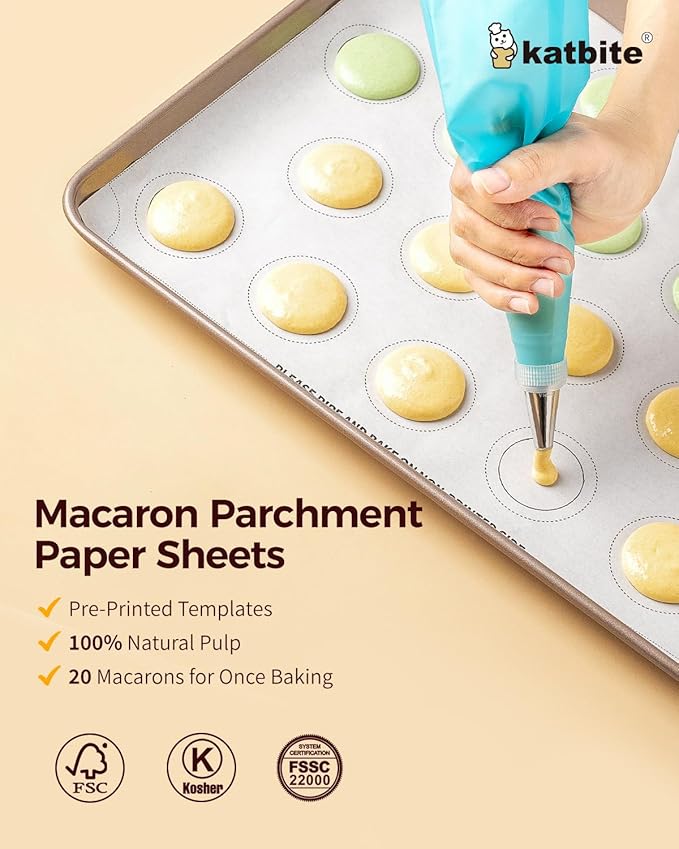 Katbite 100 Macaron Parchment Sheets Template Baking, Cookie Parchment - Image 4