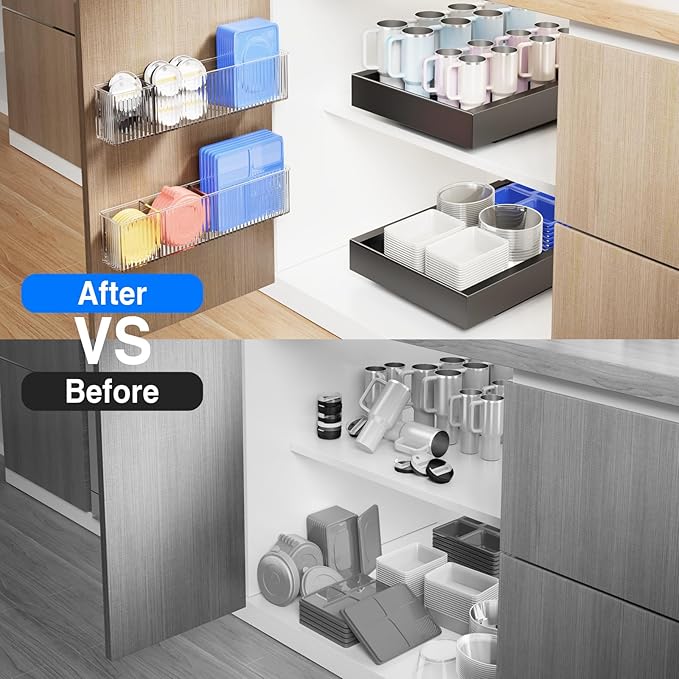 MUSTORN 2 Pack Adhesive Cabinet Door Organizer, Lid Organizers Inside Cabinet - Image 7