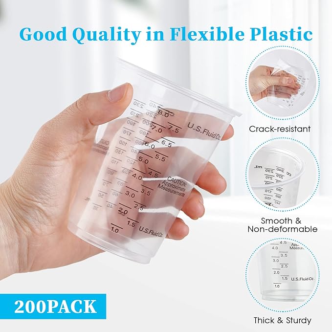 200 PACK Plastic Measuring Cups, 8 oz Disposable Mixing Cups - Image 2