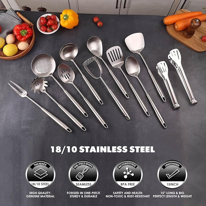18/10 Stainless Steel Kitchen Utensils Set - Image 6