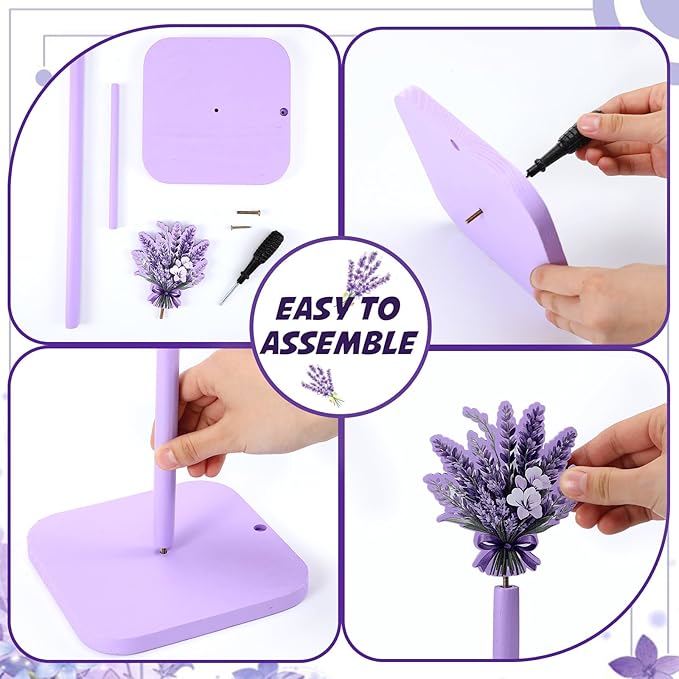 Leinuosen Lavender Paper Towel Holder Farmhouse Lavender Flower Wooden Paper - Image 2