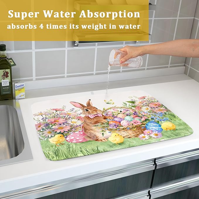 Easter Rabbit Eggs Dish Drying Mat - Image 7