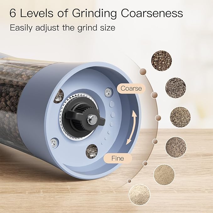 Ultrean Electric Salt and Pepper Grinder Set, USB-C Rechargeable, Salt and - Image 3