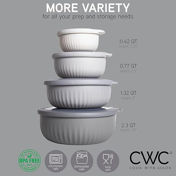 COOK WITH COLOR Prep Bowls with Lids- Wide and Deep Nesting Plastic Small - Image 2