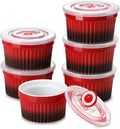 vancasso 6 oz Ramekins with Lid, Porcelain Creme Brulee Souffle Dishes by vancasso