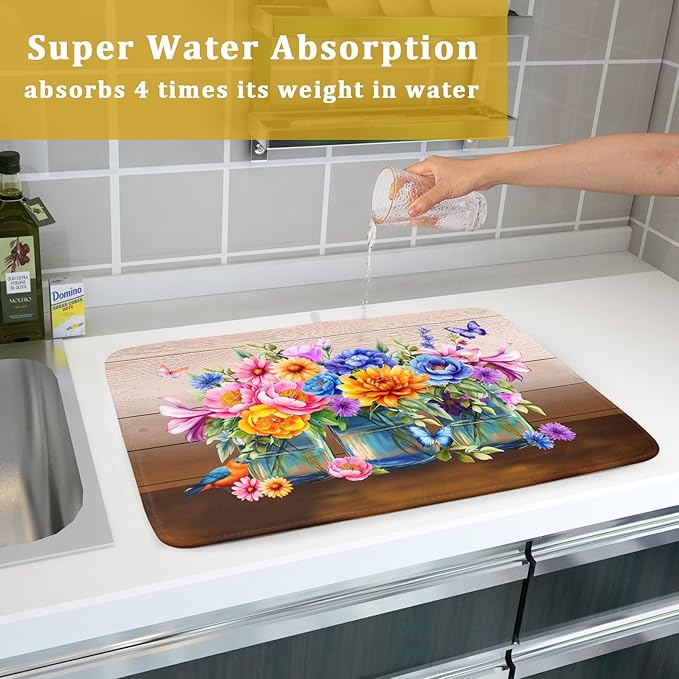 Spring Summer Flowers Dish Drying Mat - Image 7