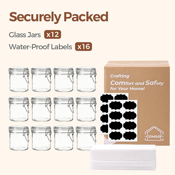 ComSaf 8oz Glass Jars with Airtight Lids, Bulk Cylindrical Jelly Jars - Image 8