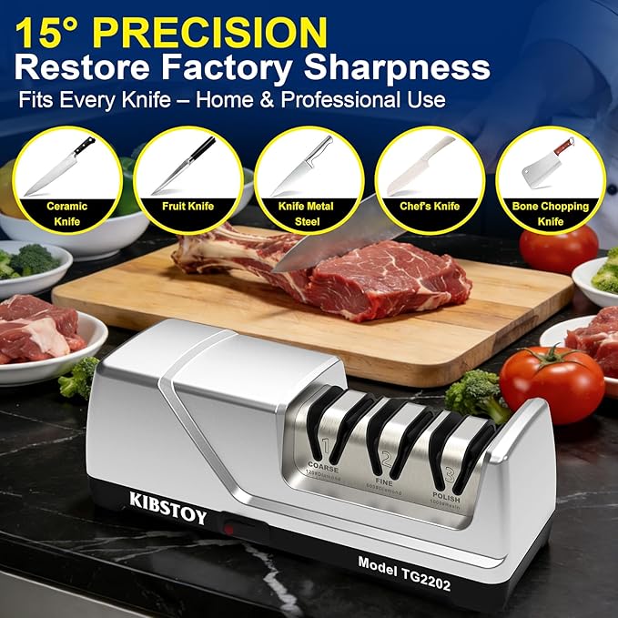 Knife Sharpener Electric, 3-Stage Professional Kitchen Sharpener - Image 7