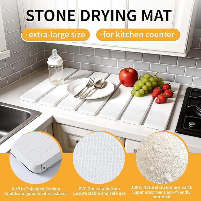 Stone Dish Drying Mat for Kitchen Counter - Image 3