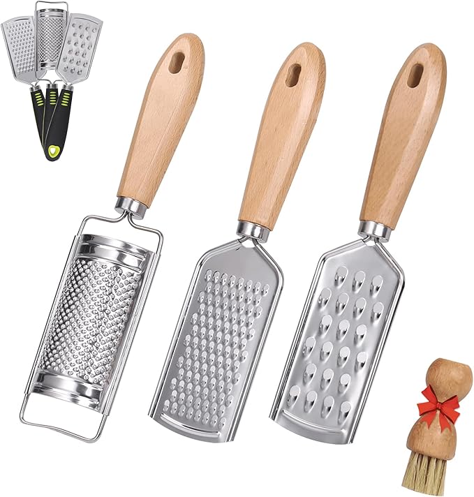 Handheld Cheese Graters with Cleaning Brush Stainless Steel Vegetable Grater by BeardoDecor