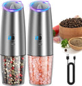CIRCLE JOY Rechargeable Gravity Electric Salt and Pepper Grinder Set, Stainless by CIRCLEJOY