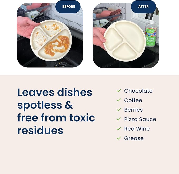 Truly Free Non Toxic Dish Soap | Natural Concentrated Dishwashing Liquid - Sweet Basil Scent | Non Toxic Organic Plant-Based Dish Soap | Family Safe - Eco-Friendly Formula | 16 fl oz