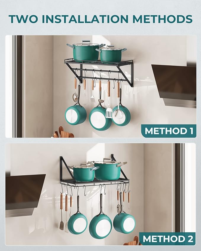 OROPY 23 Inch Wall Mounted Pot Rack Storage Shelf - Image 5