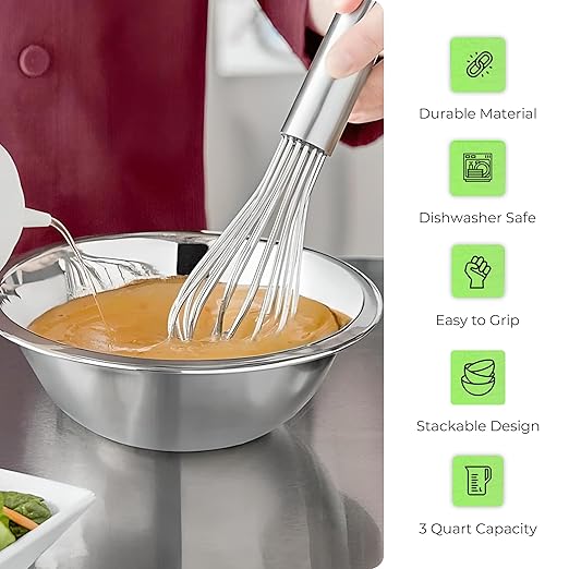 OCS Parts 0.75 Quart Mixing Bowls | Set of 2 | 7-Inch Stainless Steel - Image 4