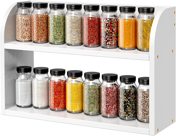 ROMGUAR CRAFT 2 Tier Bamboo Spice Rack, Countertop or Wall Mounting Wood Spice by ROMGUAR+CRAFT