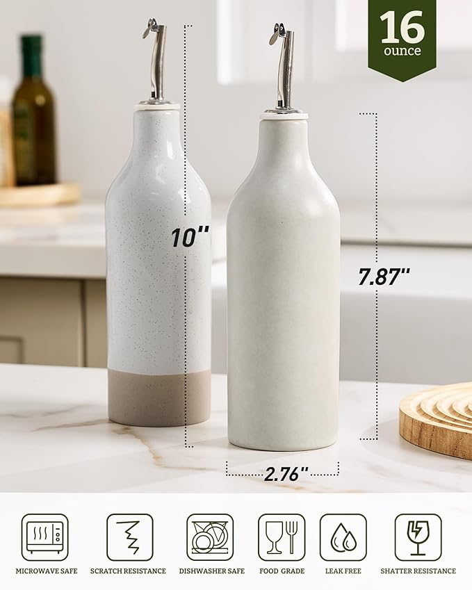 famiware Milkyway 16oz Ceramic Olive Oil Dispenser Bottle, Olive Oil and - Image 3