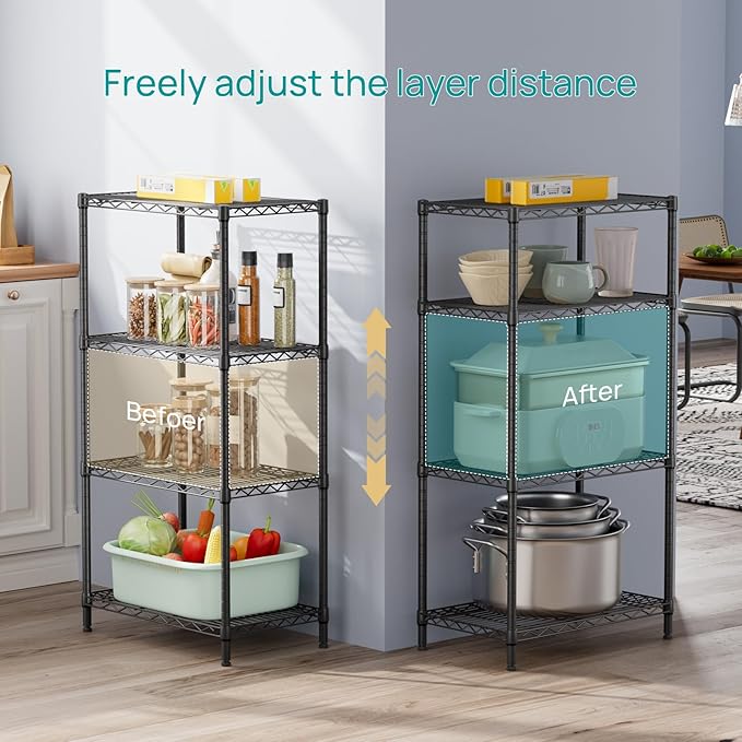 SINGAYE 4 Tier Storage Rack Wire Shelving Unit Shelves Metal - Image 5