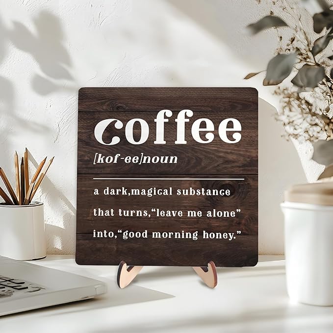 Coffee Bar Sign Plaque, Coffee Bar Accessories, Vintage Cafe Bar Plaque Desk - Image 3