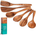 HOWHONG Wooden Spoons for Cooking, Teak Wood Kitchen Utensil Set, Premium by HOWHONG