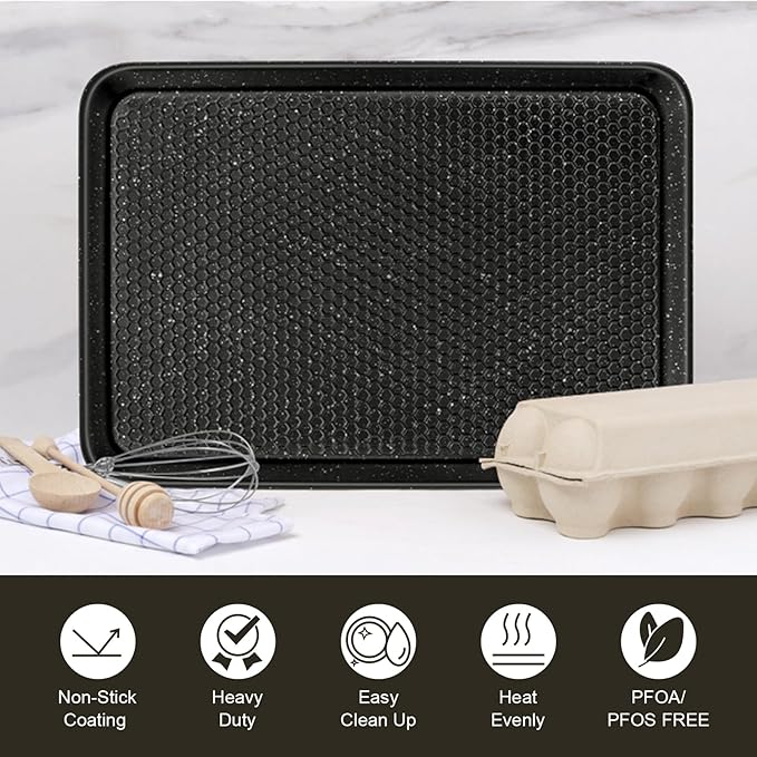 Wildone Baking Sheet Pan Set, Honeycomb Embossed Nonstick Baking Sheet 15x10 In - Image 7