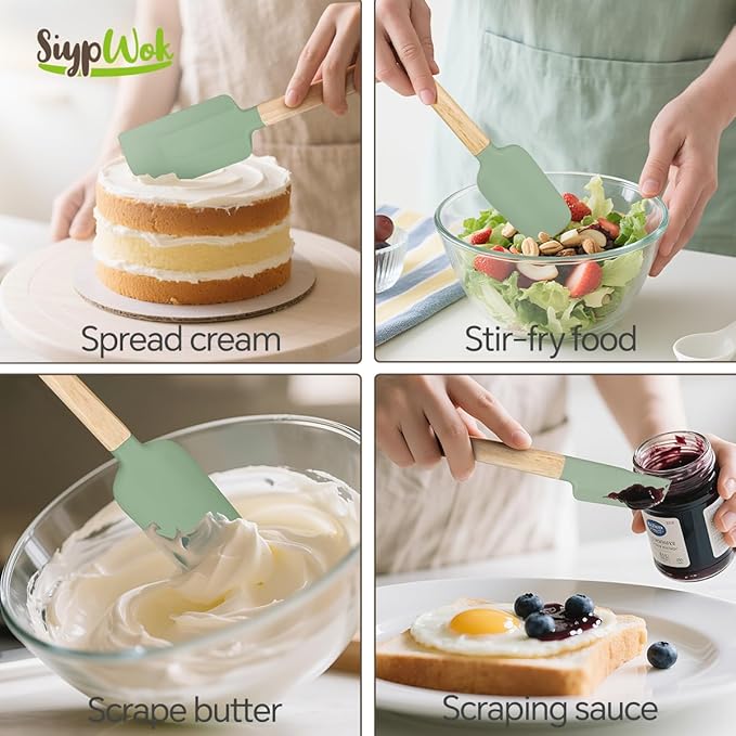 Silicone Spatula Set, Food Grade Rubber Spatula-4 Piece Nonstick Rubber Spatulas - Image 2