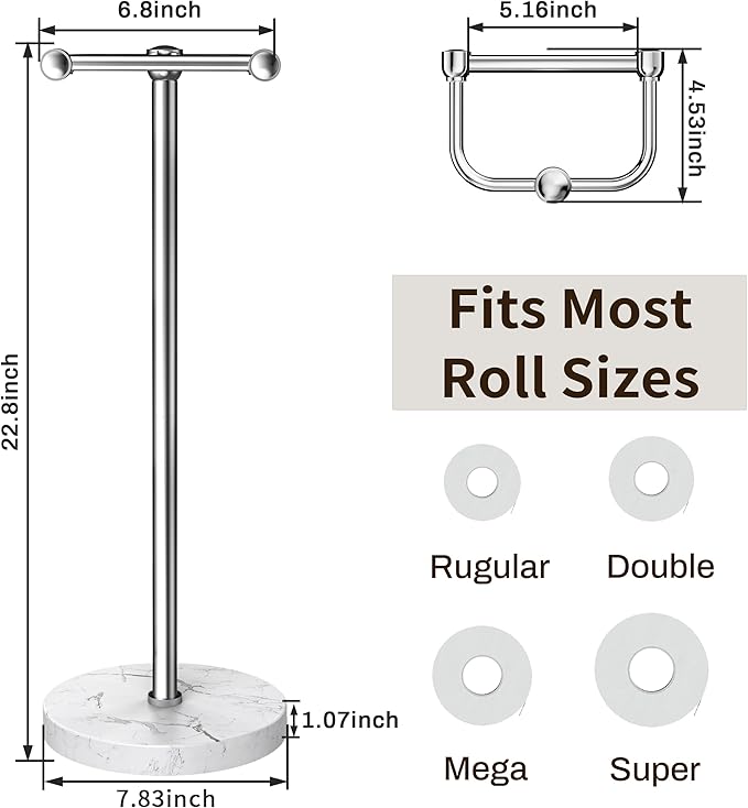 RARXTR Toilet Paper Holder Stand, Bathroom Free Standing Toilet Paper Stand - Image 6