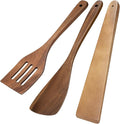 3Pcs Wooden Spatulas, Acacia Wood 12inch Long Handle Flat Frying Turner by Morgles