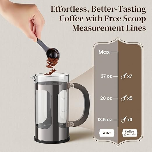 Veken French Press Coffee Maker 34oz, No Plastic Touching Cafe, Thickened Glass - Image 9