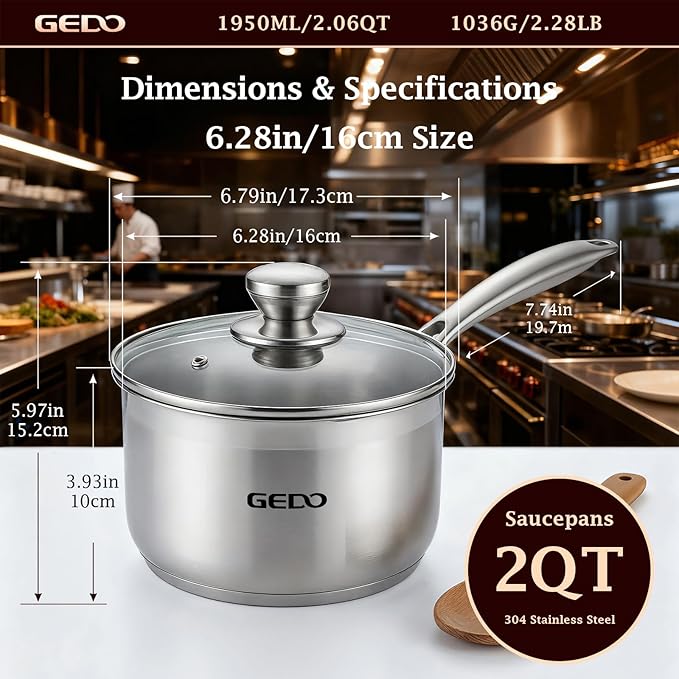 GEDO Food-Grade 316L Stainless Steel Sauce Pan - Image 3