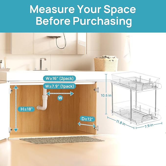 Vtopmart 4 Pack 2 Tier Bathroom Under Sink Organizers and Storage, Pull Out - Image 5