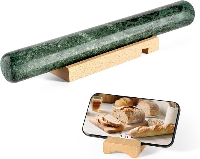 Marble French Rolling Pin for Baking, 12 Inch Non Stick Polished Rolling Pin by Unknown