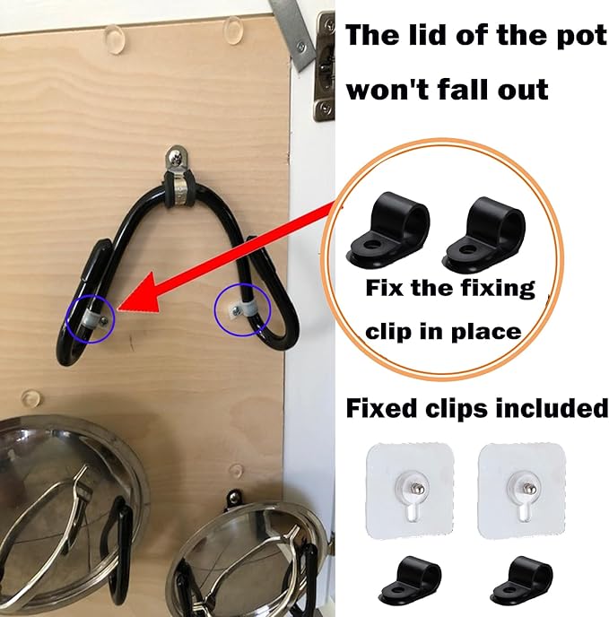 2 Pack Pot Lid Organizer Rack, No Drilling Adhesive Wall/Door Mounted Rustproof - Image 7