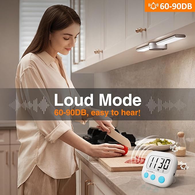 6 Pack Digital Kitchen Timers for Cooking Magnetic Timer for Cooking Loud Alarm - Image 2