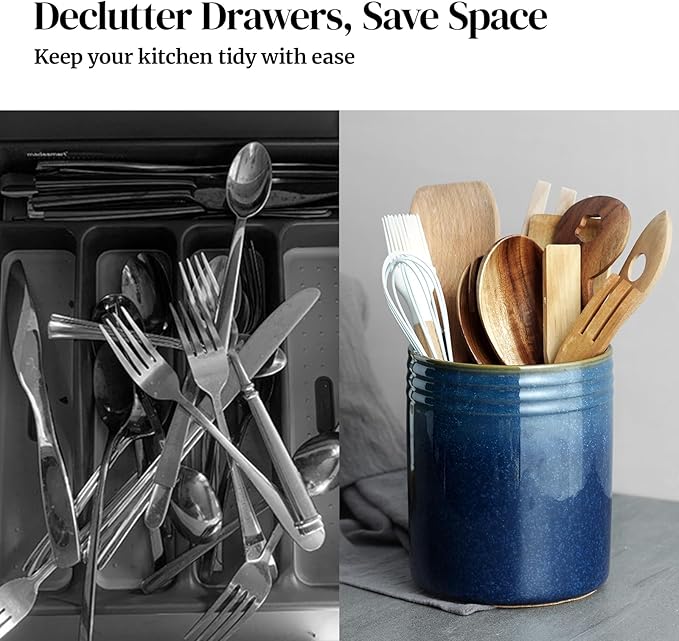DOWAN 7.2" Kitchen Utensil Holder, Extra Large Farmhouse Utensil Holders - Image 5