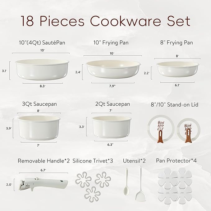 CAROTE 18Pcs Ceramic Cookware Set - Image 2
