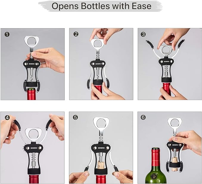 Beneno Wine Opener, Zinc Alloy Premium Wing Corkscrew - Image 6